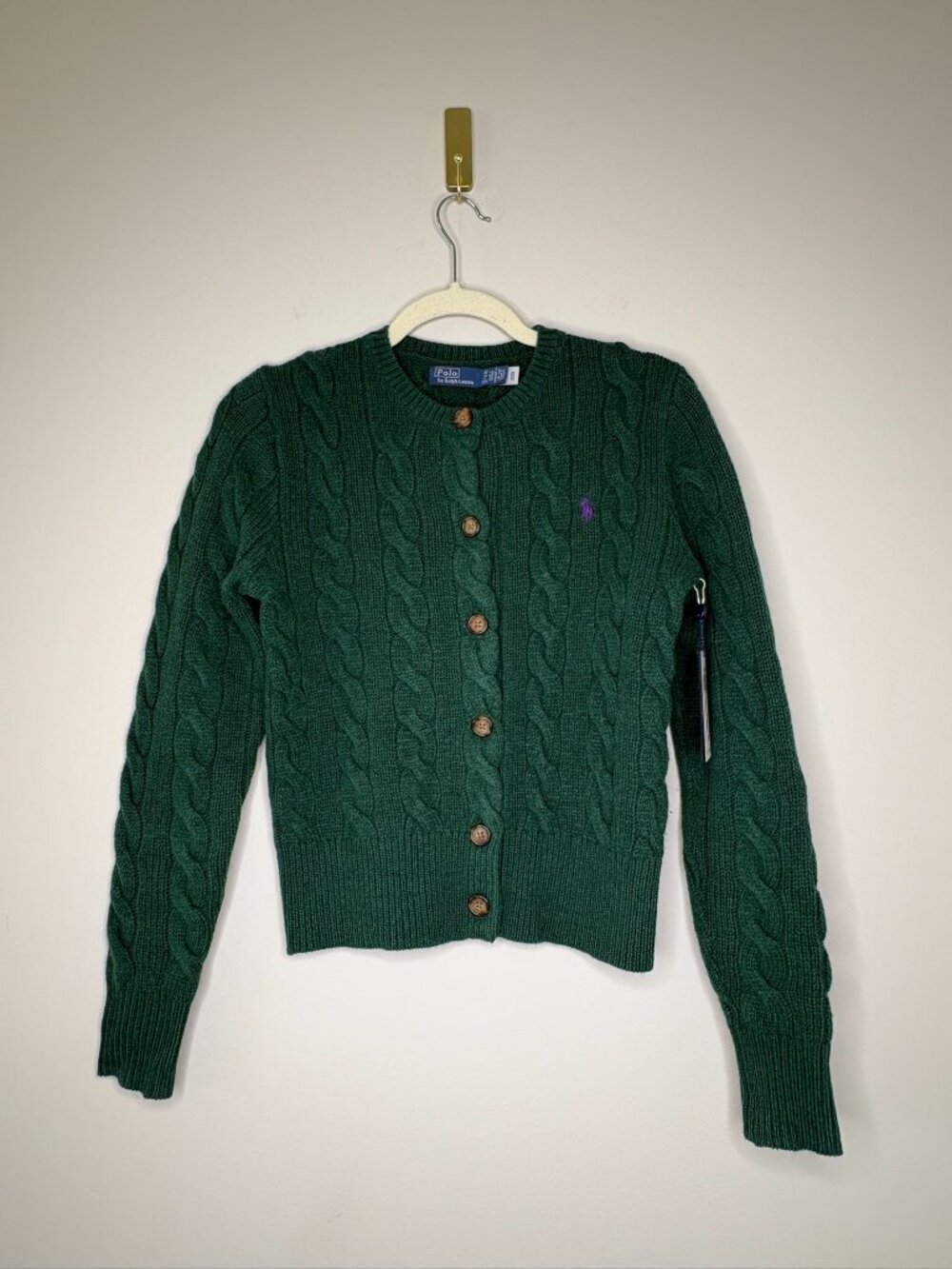 Polo Ralph Lauren Cable Knit Wool & Cashmere Cardigan – XS – Green - Picture 2 of 14